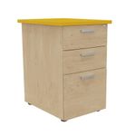 Caisson HT bureau - steely/stelly manager - Profondeur 60 cm - chene - top jaune curry
