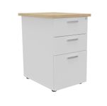 Caisson HT bureau - steely/stelly manager - Profondeur 60 cm - blanc perle - top chene 