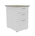 Caisson HT bureau - steely/stelly manager - Profondeur 60 cm - blanc perle - top chene gris