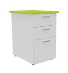 Caisson HT bureau - steely/stelly manager - Profondeur 60 cm - blanc perle - top vert
