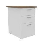 Caisson HT bureau - steely/stelly manager - Profondeur 60 cm - blanc perle - top noyer