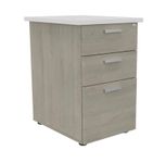 Caisson HT bureau - steely/stelly manager - Profondeur 60 cm - chene gris - top blanc perle