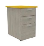 Caisson HT bureau - steely/stelly manager - Profondeur 60 cm - chene gris - top jaune curry
