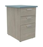 Caisson HT bureau - steely/stelly manager - Profondeur 60 cm - chene gris - top bleu argile