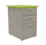 Caisson HT bureau - steely/stelly manager - Profondeur 60 cm - chene gris - top vert
