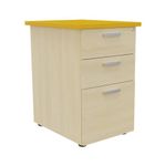 Caisson HT bureau - steely/stelly manager - Profondeur 60 cm - erable - top jaune curry