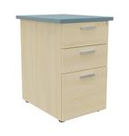 Caisson HT bureau - steely/stelly manager - Profondeur 60 cm - erable - top bleu argile