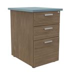Caisson HT bureau - steely/stelly manager - Profondeur 60 cm - noyer - top bleu argile 
