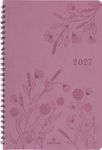 Agenda à spirale Primrose - 1 semaine sur 2 pages - 17 x 24,5 cm - bois de rose - Oberthur