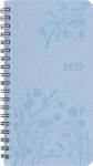 Agenda de poche spiralé Primrose - 1 semaine sur 2 pages - 9,5 x 17 cm - bleu ciel - Oberthur