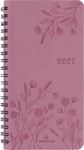 Agenda de poche spiralé Primrose - 1 semaine sur 2 pages - 9,5 x 17 cm - bois de rose - Oberthur
