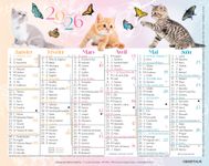 Mini calendrier illustré - 6 mois par face - 13,5 x 17,5 cm - différents modèles disponibles - Oberthur