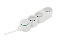 zenitech Home Green - Multiprises avec 3 prises 16A + interupteur -  3680 Watt - 1.5 m cordon - blanc