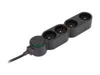 zenitech Home Green - Multiprises avec 4 prises 16A + interupteur -  3680 Watt - 1.5 m cordon - noir