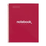 Notebook Emotions, Couverture rigide, A4, lignes horizontales 7 mm, 80 feuilles de 1 couleur, Miquelrius, Rouge.