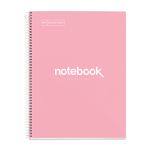 Notebook Emotions, Couverture rigide, A4, lignes horizontales 7 mm, 80 feuilles de 1 couleur, Miquelrius, Rose.