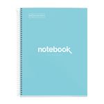 Notebook Emotions, Couverture rigide, A4, lignes horizontales 7 mm, 120 feuilles de 5 couleurs, Miquelrius, Bleu Ciel.