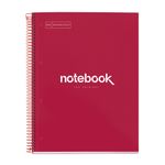 Notebook Emotions, Couverture rigide, A4, lignes horizontales 7 mm, 120 feuilles de 5 couleurs, Miquelrius, Rouge.