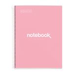 Notebook Emotions, Couverture rigide, A4, lignes horizontales 7 mm, 120 feuilles de 5 couleurs, Miquelrius, Rose.