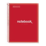 Notebook Emotions, Couverture souple, A4, lignes horizontales 7 mm, 120 feuilles de 5 couleurs, Miquelrius, Rouge.