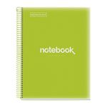 Notebook Emotions, Couverture souple, A4, lignes horizontales 7 mm, 120 feuilles  de 5 couleurs, Miquelrius, Lime.