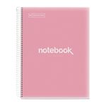 Notebook Emotions, Couverture souple, A4, lignes horizontales 7 mm, 120 feuilles de 5 couleurs, Miquelrius, Rose.