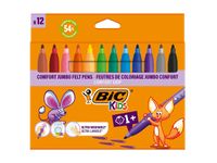 BIC KiDS - Marqueur - couleurs assorties - encre à l'eau - jumbo (pack de 12)