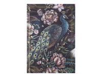 Oberthur Baroque - Cahier de notes - A5 (148 x 210 mm) - 100 feuilles / 200 pages - papier ivoire - doublé - paon - couverture noire