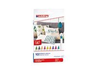 edding textile 4600 - 10 feutres - permanent - couleurs assorties - encre pigmentée à base d'eau - 1 mm