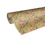 Rouleau papier cadeau kraft 0,7 x 50 m 65g imprimé fleurs - Viquel