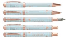 Parure : plume + bille ENZO VARINI "Palazzo Graphic" Bleu clair, motifs et attributs rose gold