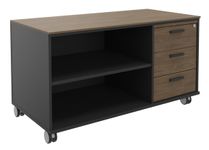 Console mobile KHEOPS - L120XP60XH66 cm - 3 tiroirs - structure carbone - finition imitation noyer