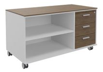 Console mobile KHEOPS - L120XP60XH66 cm - 3 tiroirs - structure blanc perle - finition imitation noyer