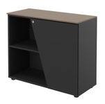 Armoire basse KHEOPS  - porte à droite - structure carbone - finition imitation noyer