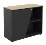 Armoire basse KHEOPS  - porte à gauche - structure carbone - finition imitation chêne clair