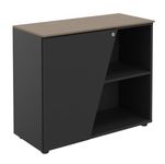 Armoire basse KHEOPS  - porte à gauche - structure carbone - finition imitation noyer