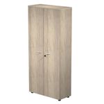 Bibliothèque haute Trend - L80xP35xH180 cm - 2 portes en mélaminé - portes et panneaux imitation chêne canadien