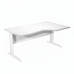 Bureau compact Trend - L160 cm - retour à droite - Pieds métals blanc - plateau blanc - (pieds de renfort obligatoire à rajouter - non inclus)