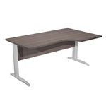 Bureau compact Trend - L160 cm - retour à droite - Pieds métals effet chromé - plateau imitation frêne toscan - (pieds de renfort obligatoire à rajouter - non inclus)