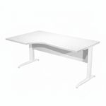 Bureau compact Trend - L160 cm - retour à gauche - Pieds métals blanc - plateau blanc - (pieds de renfort obligatoire à rajouter - non inclus)
