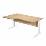 Bureau compact Trend - L160 cm - retour à gauche - Pieds métals blanc - plateau imitation chêne - (pieds de renfort obligatoire à rajouter - non inclus)