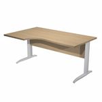 Bureau compact Trend - L160 cm - retour à gauche - Pieds métals effet chromé - plateau imitation chêne - (pieds de renfort obligatoire à rajouter - non inclus)