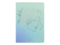 Oberthur - Cahier de notes - A5 (145 x 210 mm) - 100 feuilles / 200 pages - papier ivoire - doublé - couverture couleur menthe