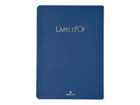 Oberthur Garance - Livre d'or - A4 (205 x 330 mm) - 64 feuilles / 128 pages - papier ivoire - couverture bleu marine - synthétique