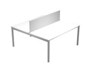 Bureau bench Trend - L140 - avec panneau de séparation - plateau blanc