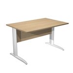 Bureau droit Trend - L140 - Pieds métals - plateau imitation chêne - pied blanc