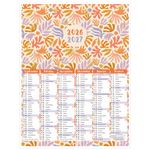 Calendrier Fleurs rétro - 6 mois par face - 32 x 42 cm - Oberthur
