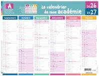 Calendrier de mon académie - Zone A - 6 mois par face - 32 x 42 cm - Oberthur