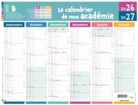 Calendrier de mon académie - Zone B - 6 mois par face - 32 x 42 cm - Oberthur