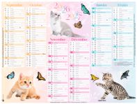 Calendrier Chaton - 6 mois par face - 55 x 43 cm - Oberthur